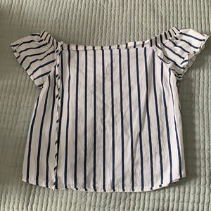White and blue striped shirt